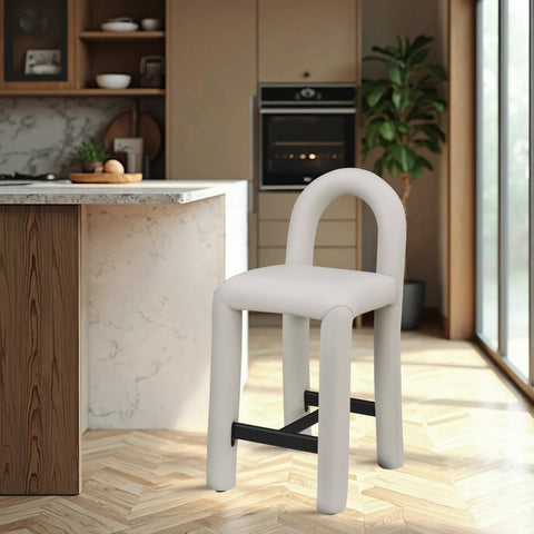 Quinn Taupe Vegan Leather Upholstered Counter Stool, 1 Piece