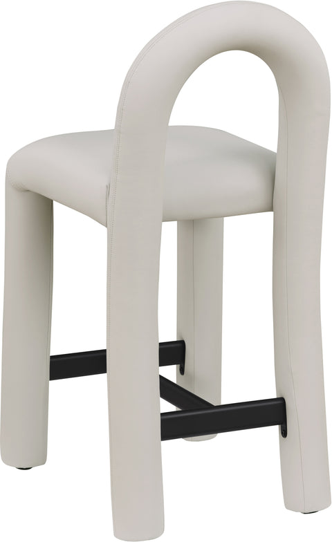 Quinn Taupe Vegan Leather Upholstered Counter Stool, 1 Piece