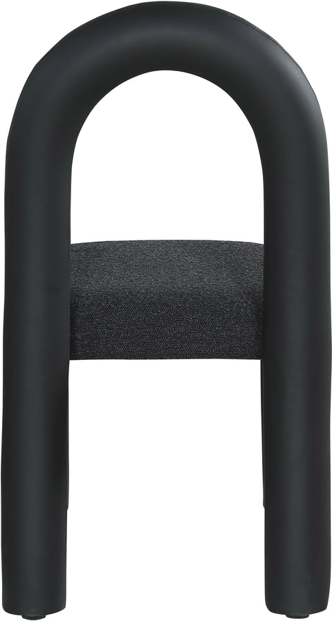 Quinn Black Vegan Leather And Boucle Fabric Upholstered Dining Chair, 2-Piece