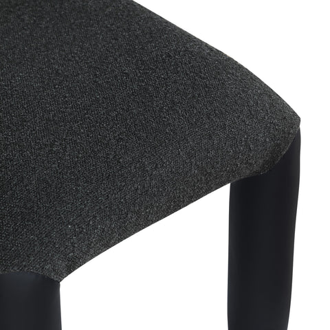Quinn Black Vegan Leather And Boucle Fabric Upholstered Dining Chair, 2-Piece