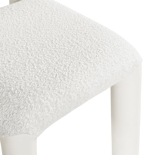 Quinn Cream Vegan Leather And Boucle Fabric Upholstered Dining Chair, 2-Piece