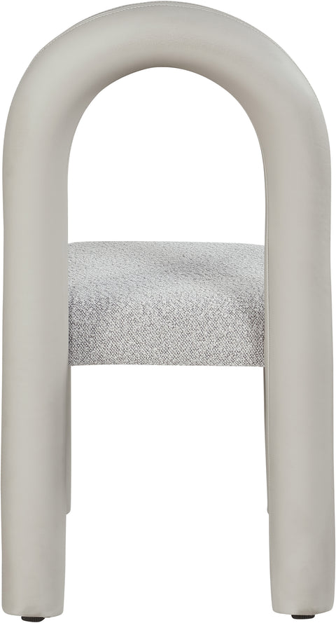 Quinn Taupe Vegan Leather And Boucle Fabric Upholstered Dining Chair, 2-Piece