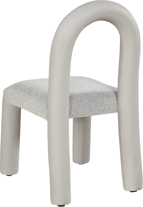 Quinn Taupe Vegan Leather And Boucle Fabric Upholstered Dining Chair, 2-Piece