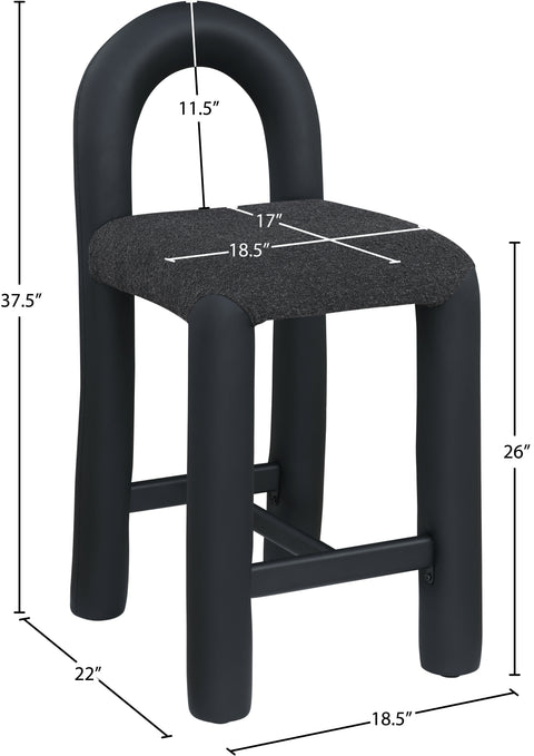 Quinn Black Vegan Leather And Boucle Fabric Upholstered Counter Stool, 1 Piece