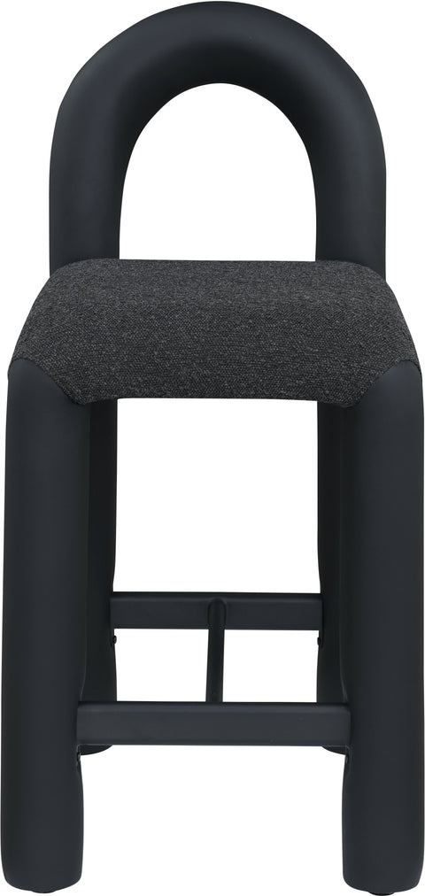 Quinn Black Vegan Leather And Boucle Fabric Upholstered Counter Stool, 1 Piece
