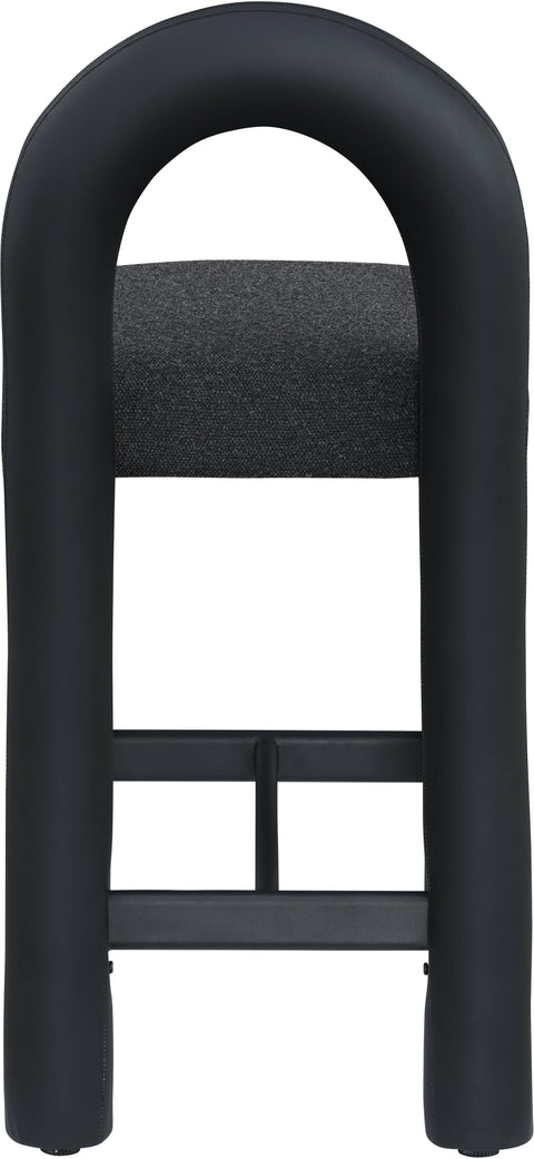 Quinn Black Vegan Leather And Boucle Fabric Upholstered Counter Stool, 1 Piece