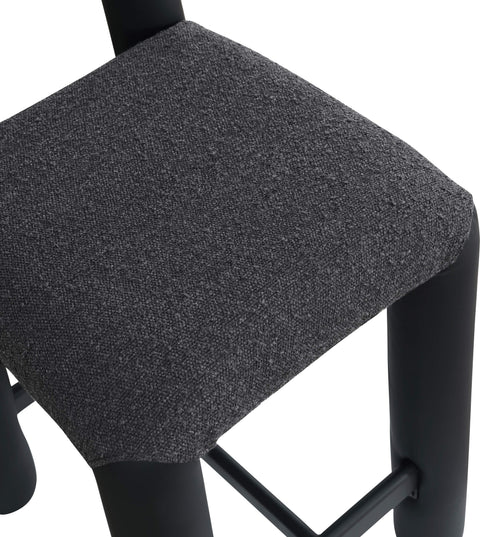 Quinn Black Vegan Leather And Boucle Fabric Upholstered Counter Stool, 1 Piece