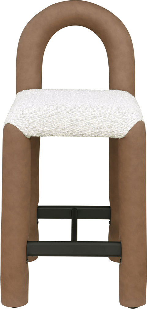 Kira Vegan Leather And Boucle Fabric Upholstered Counter Stool, 1 Piece