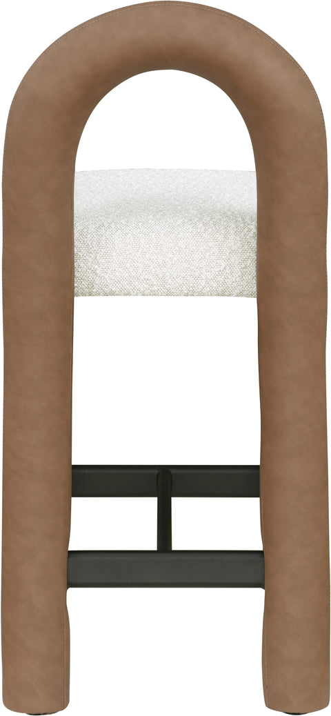 Kira Vegan Leather And Boucle Fabric Upholstered Counter Stool, 1 Piece