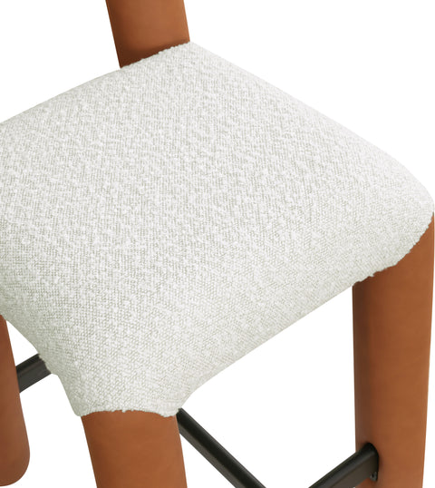 Quinn Cognac Vegan Leather And Boucle Fabric Upholstered Counter Stool, 1 Piece