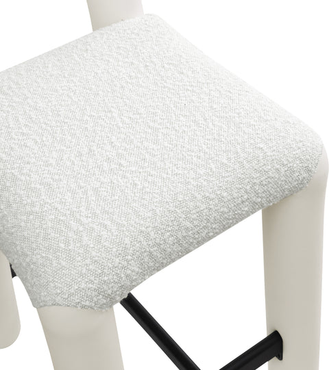 Quinn Cream Vegan Leather And Boucle Fabric Upholstered Counter Stool, 1 Piece