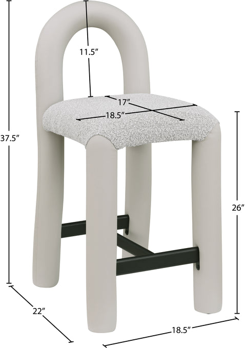 Quinn Taupe Vegan Leather And Boucle Fabric Upholstered Counter Stool, 1 Piece