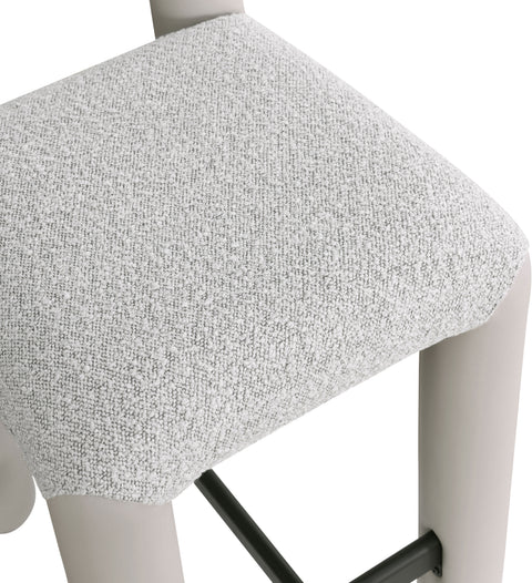 Quinn Taupe Vegan Leather And Boucle Fabric Upholstered Counter Stool, 1 Piece