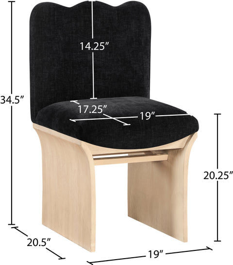 Rowan Black Chenille Fabric Upholstered Dining Chair , 1 Piece (Style 1)