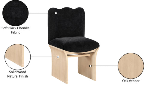 Rowan Black Chenille Fabric Upholstered Dining Chair , 1 Piece (Style 1)