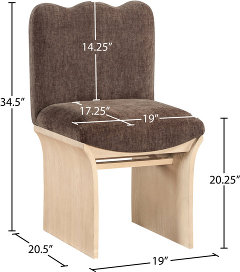 Rowan Brown Chenille Fabric Upholstered Dining Chair, 1 Piece
