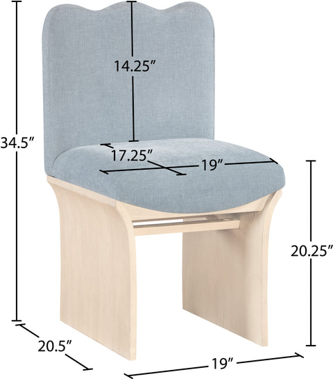 Rowan Blue Light Chenille Fabric Upholstered Dining Chair Light Blue , 1 Piece