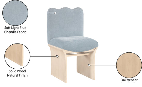 Rowan Blue Light Chenille Fabric Upholstered Dining Chair Light Blue , 1 Piece