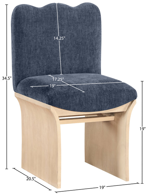 Rowan Navy Chenille Fabric Upholstered Dining Chair, 1 Piece