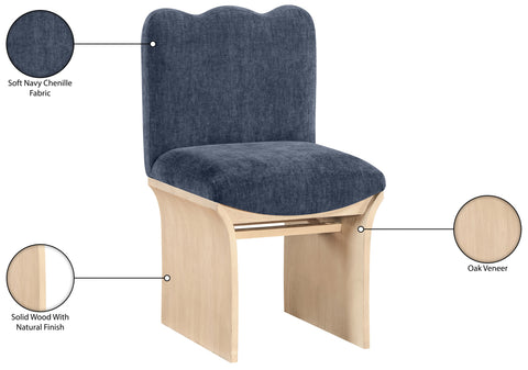 Rowan Navy Chenille Fabric Upholstered Dining Chair, 1 Piece
