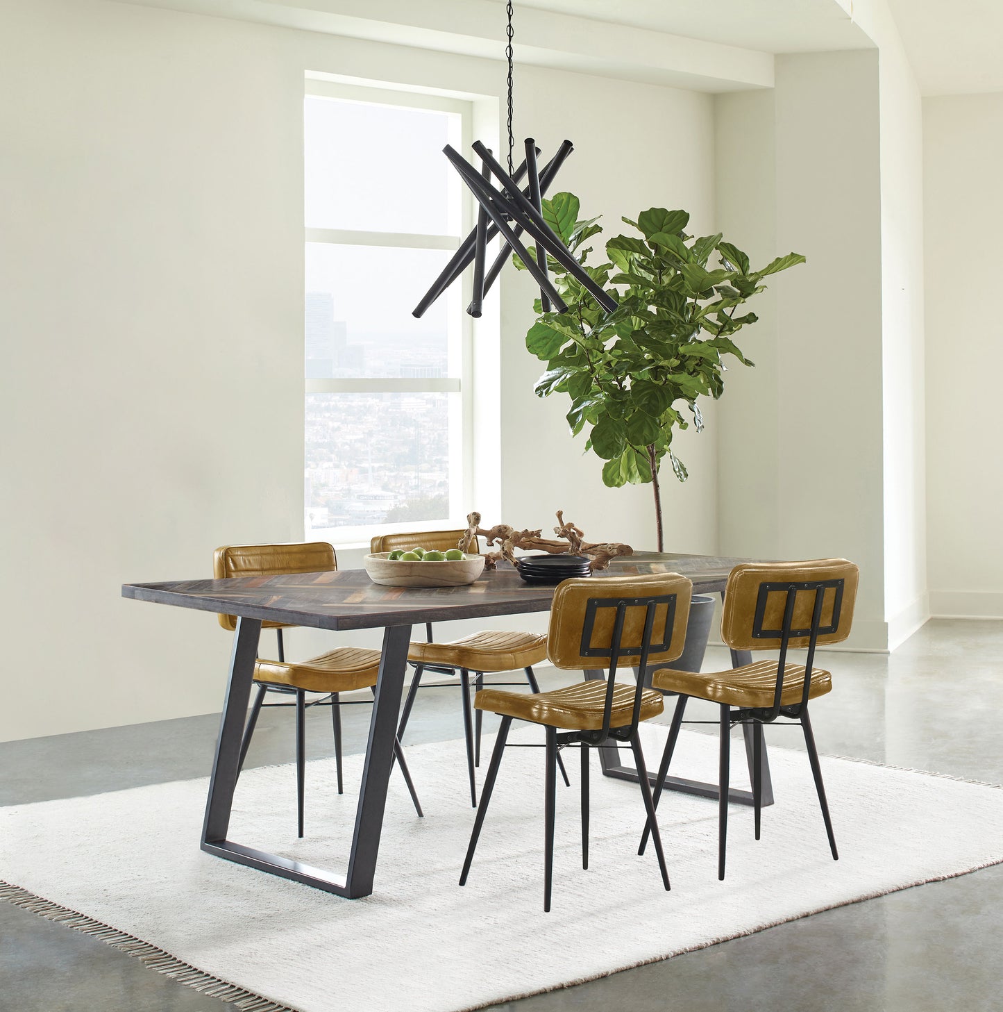 grimma 5-piece rectangular dining set sheesham and camel