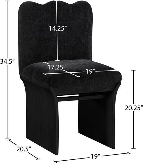 Rowan Black Chenille Fabric Upholstered Dining Chair , 1 Piece (Style 2)
