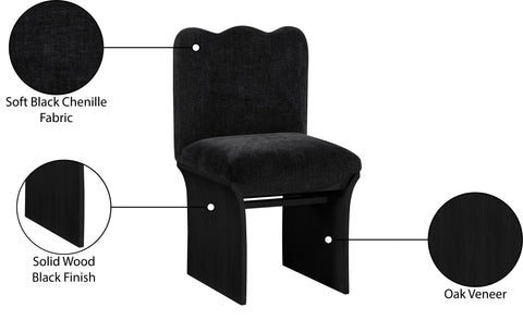 Rowan Black Chenille Fabric Upholstered Dining Chair , 1 Piece (Style 2)