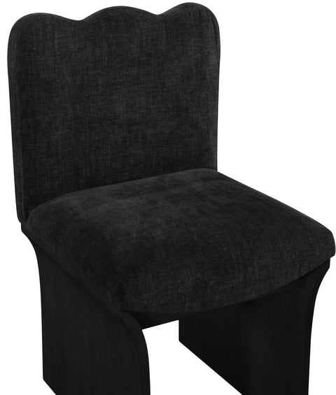 Rowan Black Chenille Fabric Upholstered Dining Chair , 1 Piece (Style 2)