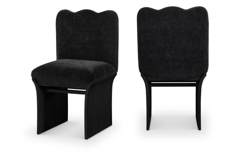 Rowan Black Chenille Fabric Upholstered Dining Chair , 1 Piece (Style 2)