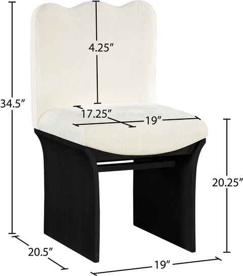 Rowan Cream Chenille Fabric Upholstered Dining Chair , 1 Piece (Style 2)