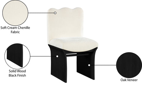 Rowan Cream Chenille Fabric Upholstered Dining Chair , 1 Piece (Style 2)