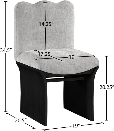 Rowan Grey Chenille Fabric Upholstered Dining Chair, 1 Piece