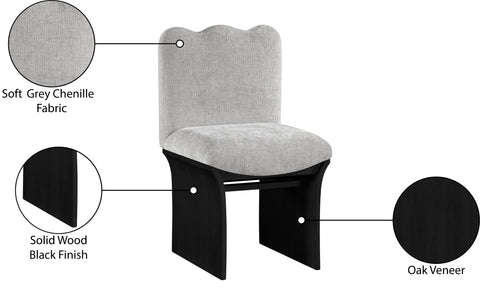 Rowan Grey Chenille Fabric Upholstered Dining Chair, 1 Piece
