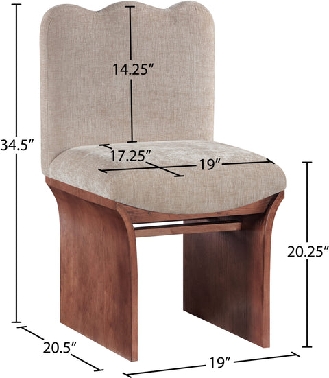Rowan Beige Chenille Fabric Upholstered Dining Chair , 1 Piece (Style 2)