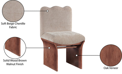 Rowan Beige Chenille Fabric Upholstered Dining Chair , 1 Piece (Style 2)