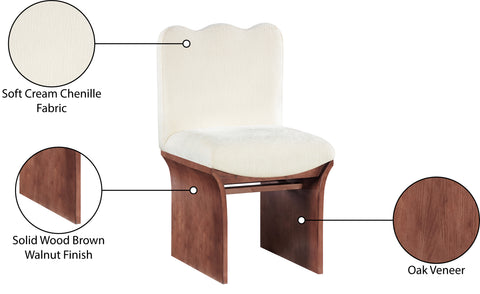 Rowan Cream Chenille Fabric Upholstered Dining Chair , 1 Piece (Style 3)