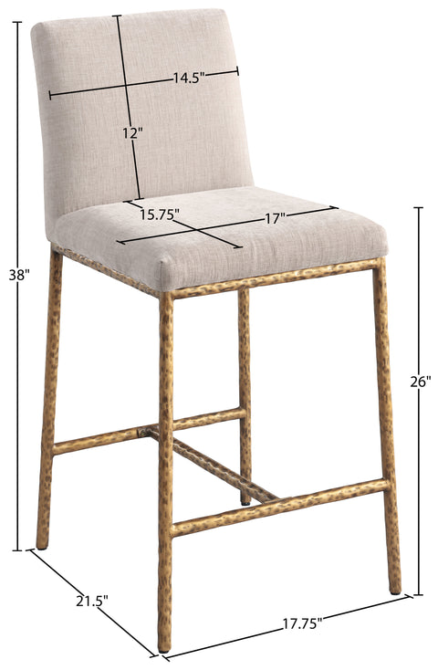 Florence Beige Chenille Fabric Upholstered Counter Stool , 2-Piece (Style 2)