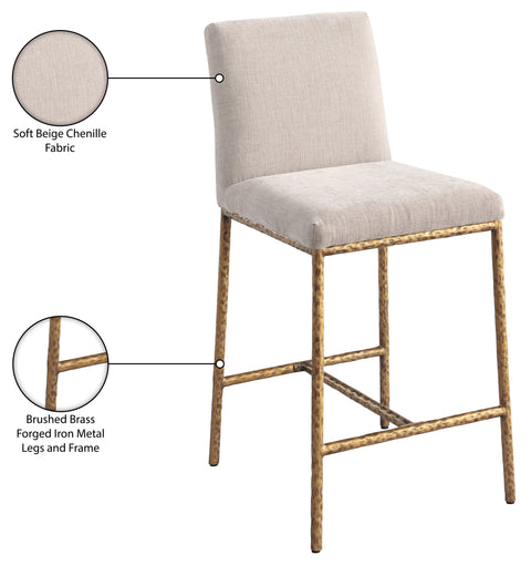 Florence Beige Chenille Fabric Upholstered Counter Stool , 2-Piece (Style 2)