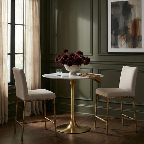 Florence Beige Chenille Fabric Upholstered Counter Stool , 2-Piece (Style 2)