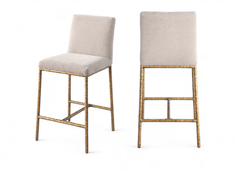 Florence Beige Chenille Fabric Upholstered Counter Stool , 2-Piece (Style 2)