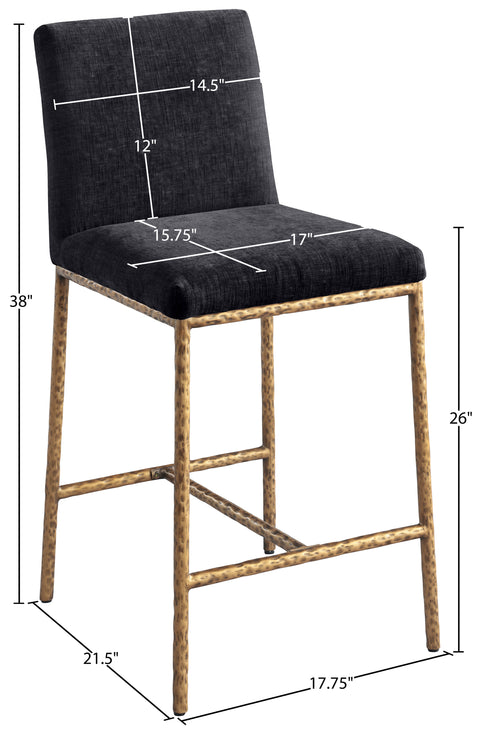Florence Black Chenille Fabric Upholstered Counter Stool , 2-Piece (Style 2)