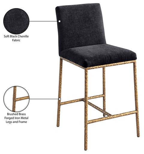 Florence Black Chenille Fabric Upholstered Counter Stool , 2-Piece (Style 2)
