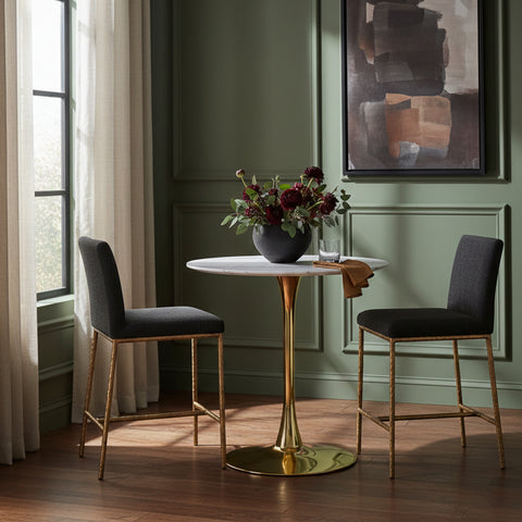 Florence Black Chenille Fabric Upholstered Counter Stool , 2-Piece (Style 2)