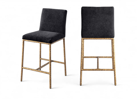 Florence Black Chenille Fabric Upholstered Counter Stool , 2-Piece (Style 2)