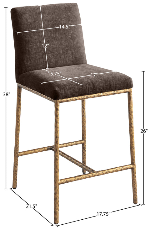 Florence Brown Chenille Fabric Upholstered Counter Stool , 2-Piece (Style 1)