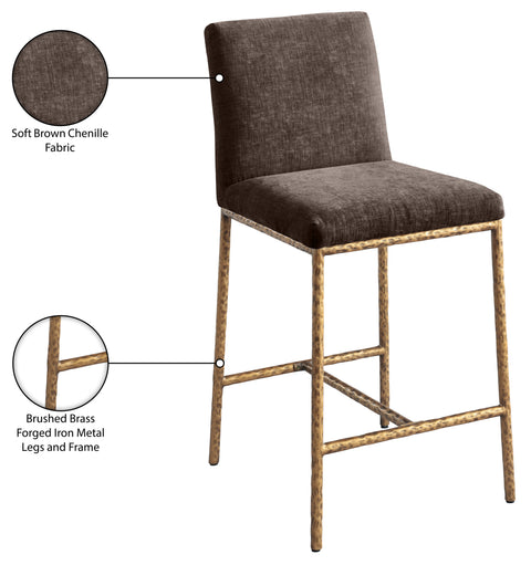 Florence Brown Chenille Fabric Upholstered Counter Stool , 2-Piece (Style 1)
