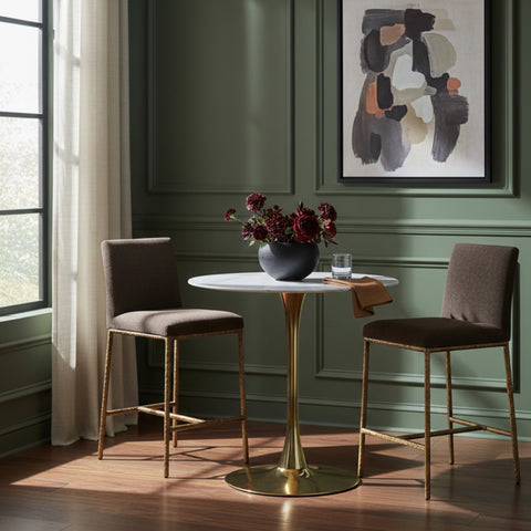 Florence Brown Chenille Fabric Upholstered Counter Stool , 2-Piece (Style 1)