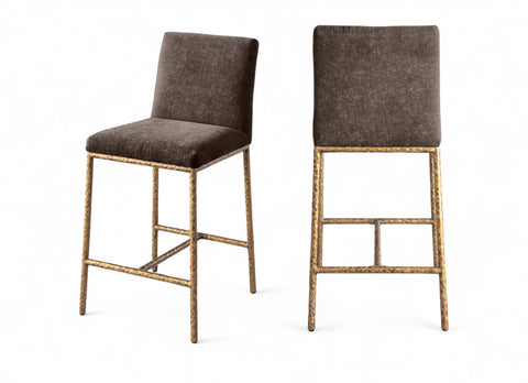 Florence Brown Chenille Fabric Upholstered Counter Stool , 2-Piece (Style 1)