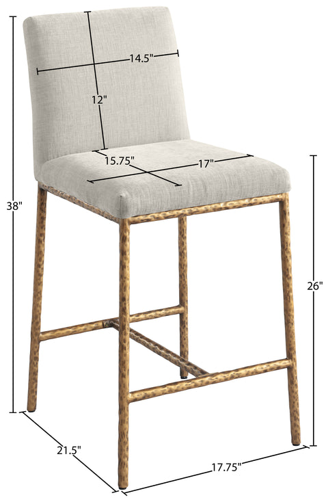 Florence Cream Chenille Fabric Upholstered Counter Stool , 2-Piece (Style 2)