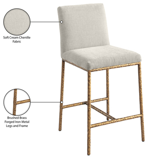 Florence Cream Chenille Fabric Upholstered Counter Stool , 2-Piece (Style 2)